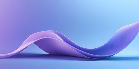 3D render, abstract background with a purple curved shape on a blue gradient background.