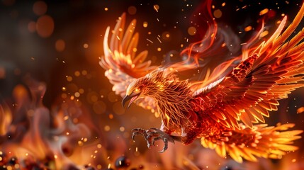 Phoenix Bird Mythical Creature Fire Flames Wings Mythology Fantasy Art