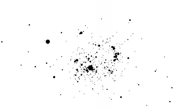 Abstract black ink splatters on white background