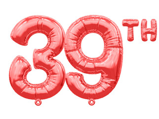 39 Year Anniversary Balloon Red Number 3D