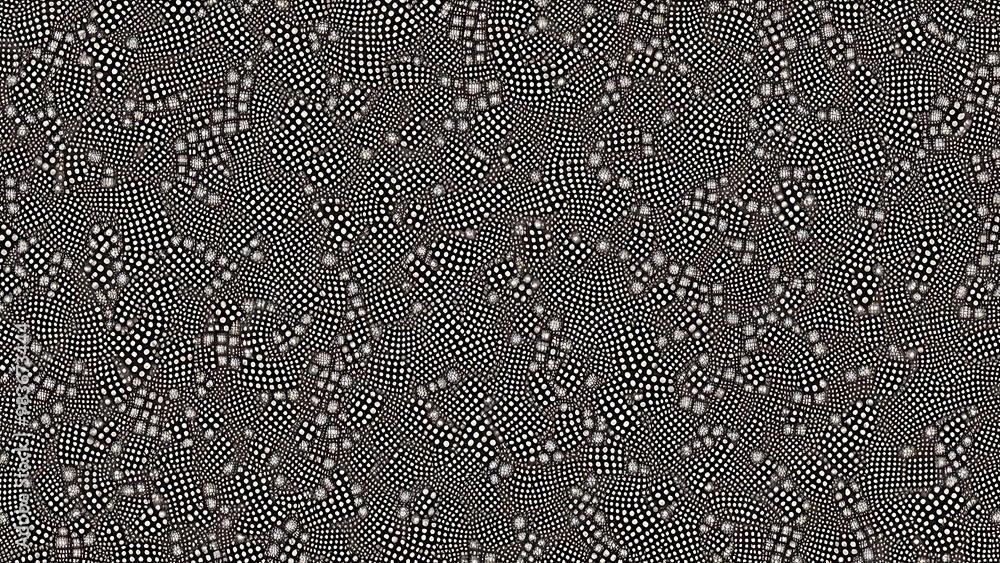Fototapete an abstract pattern of dots and tiny squares, arranged in a fractal-like dispersion, using soft mono