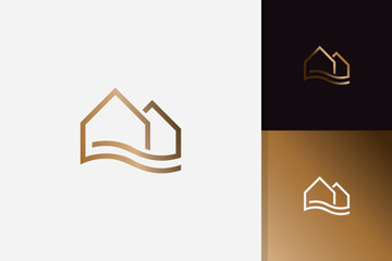 lake house logo design illustration vector template