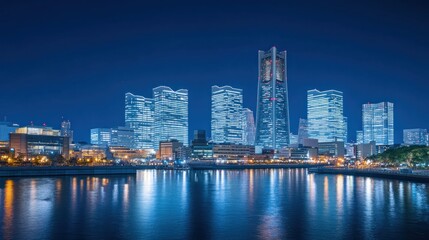 Fototapeta premium Nighttime Skyline of Yokohama, Japan