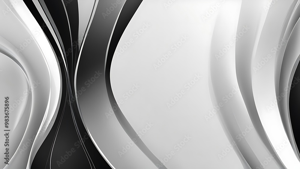 Fototapete smooth and sharp curves intertwined, creating a flowing abstract design with contrasting matte and g