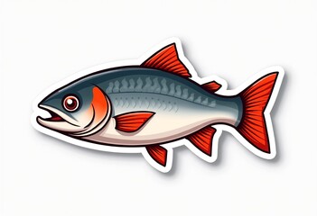 Fototapeta premium Vector Salmon Fish Cartoon Stickers: Scalable and Customizable