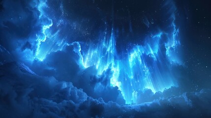 The aurora often has a beautiful and dazzling blue color at the south pole.