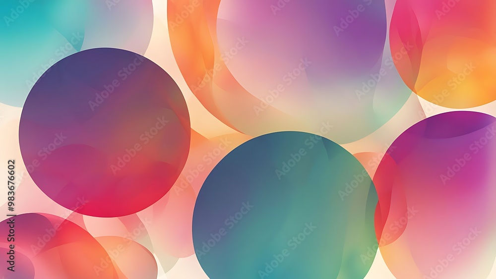 Poster vibrant circles of various sizes overlapping with subtle transparency effects, rendered in precise d