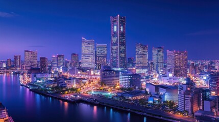 Nighttime Panorama of Minato Mirai, Yokohama