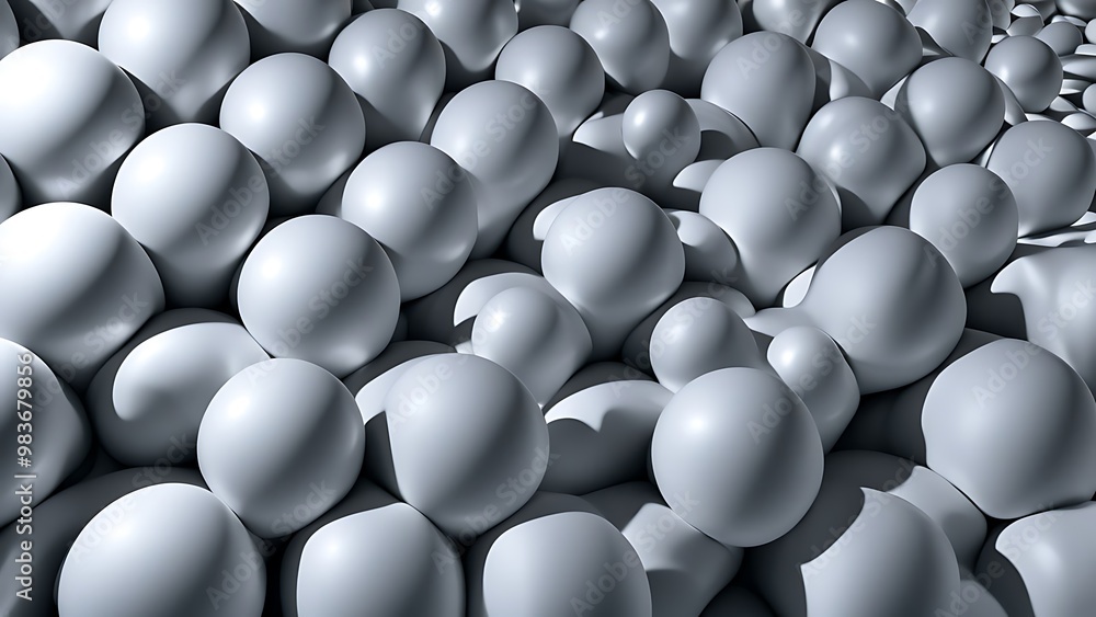 Fototapete spheres and cylinders in a distorted grid, creating a high-quality 3d abstract illusion with sharp a