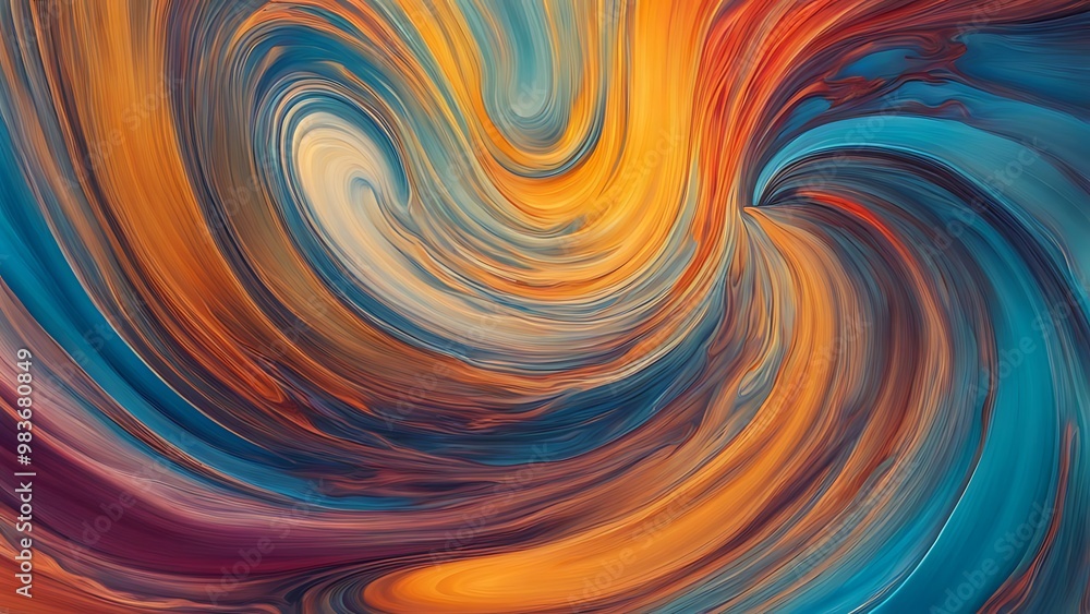 Poster detailed paint strokes forming an abstract image of swirling colors, blending smoothly while maintai