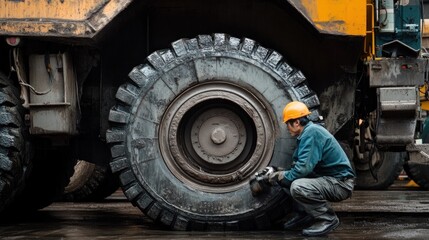 Maintenance Work on a Giant Tire