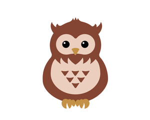 シンプルでかわいいフクロウ（ミミズク）のイラスト