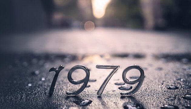 Reflective Number 1979 on Wet Surface