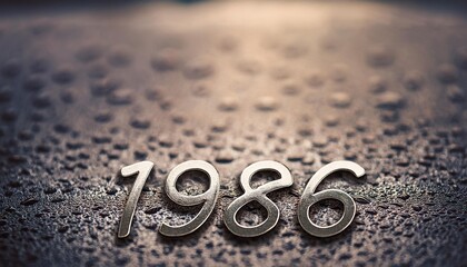 Vintage Metal Number 1986 on Textured Surface