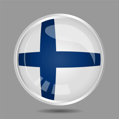 Obraz premium Finland Flag Button Isolated on White, 3D Illustration of the Finland flag Symbol, Circular Icon with Highlight Overlay, Editable and scalable vector EPS.