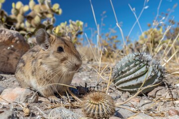 Rock hyrax on rocky outcrop in arid african landscape AI