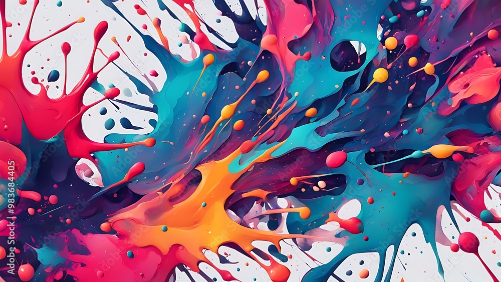 Fototapete abstract splatters of paint in random yet organized patterns, forming a high-quality design with sha