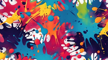 Abstract splatters of paint in random yet organized patterns, forming a high-quality design with sharp edges and smooth gradient colors