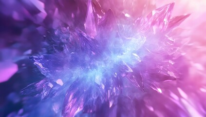 Obraz premium Amethyst crystals in space, with blue and purple colors, glowing light effects,