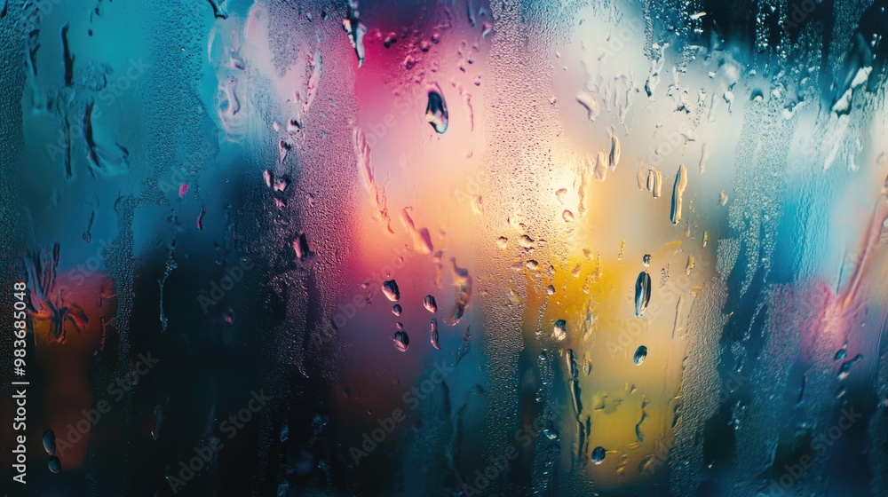 Poster abstract motion effects created by raindrops on a window