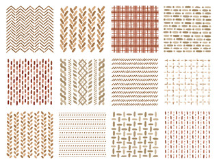 手描き風のステッチと編み目模様のセット