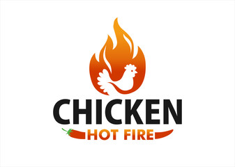 fried chicken logo emblem badge vector template fire chicken fast food restaurant icon