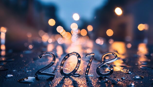 New Year Celebration 2018 with Water Reflection