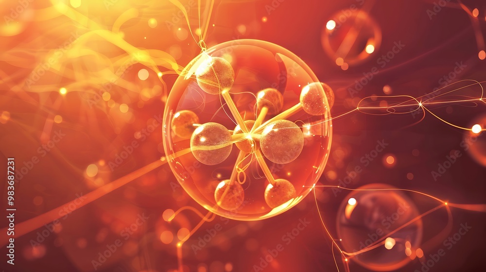 Poster 3d rendering of an abstract sphere with glowing connections, creating a futuristic and scientific ae