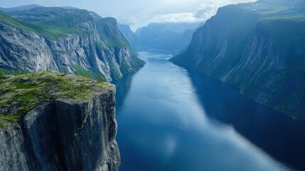 Fototapeta premium Aerial View of a Fjord in Norway