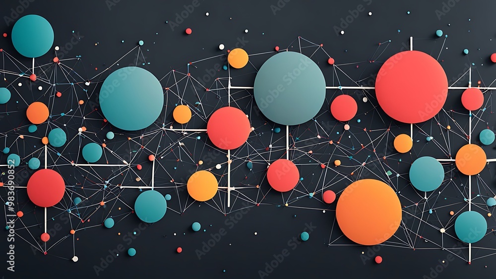 Aufkleber an abstract array of dots, lines, and sharp geometric shapes, blending together to form a high-quali