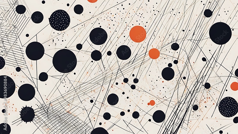 Fototapete an abstract array of dots, lines, and sharp geometric shapes, blending together to form a high-quali