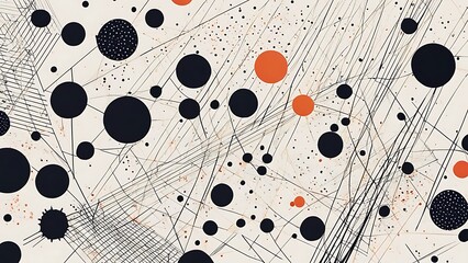 An abstract array of dots, lines, and sharp geometric shapes, blending together to form a high-quality, detailed and balanced composition