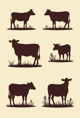 High-Quality Vector Silhouettes of Farm Animals for Commercial Use