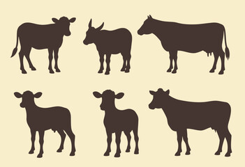 Vintage Farm Animals Silhouettes: Perfect for Retro Branding and Packaging