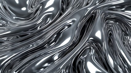 Abstract liquid metal forms merging into each other, with a reflective surface and intricate texture, rendered in ultra-high definition