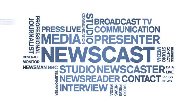 Newscast animated word cloud;text design animation tag kinetic typography seamless loop.