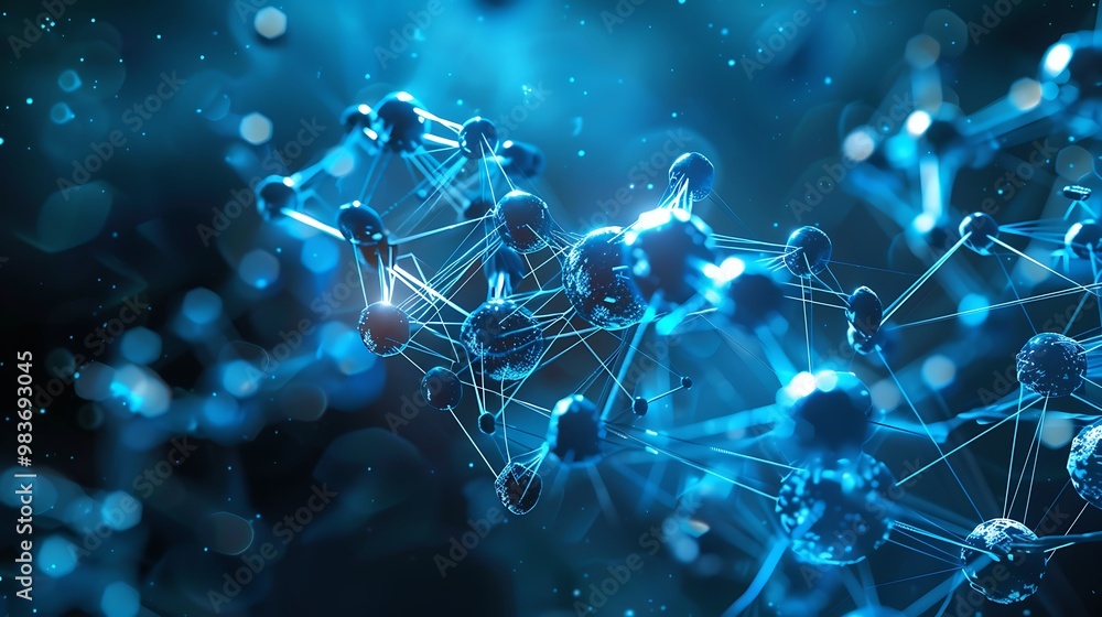 Poster abstract 3d rendering of a molecular structure, representing the complexity of science and technolog