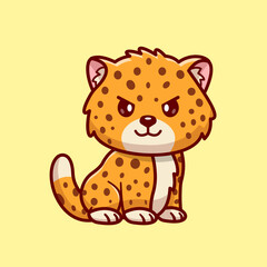 Cute Cheetah Cat Sitting Cartoon Vector Icon Illustration. 
Animal Nature Icon Concept Isolated Premium Vector. Flat 
Cartoon Style