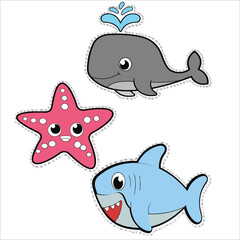 Marine Animals icon vector flat illustration