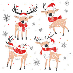 Christmas and New Year accessories on white background