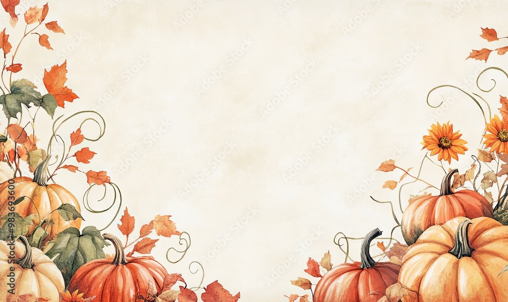 Sticker Harvest Pumpkin Patch Frame Background