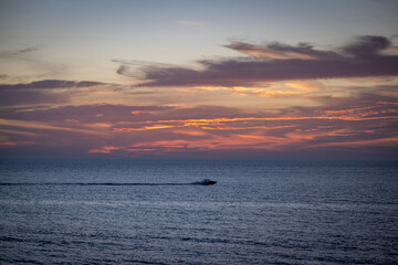 Beautiful Florida Sunset with Orange and Blue Colors over ocean