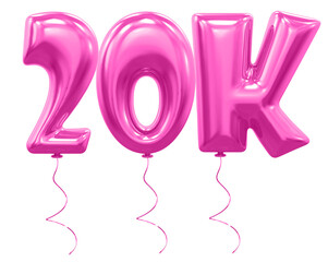 20K Follow Balloon Pink Number 3D