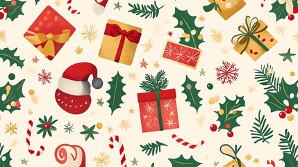Festive Christmas Icons Seamless Pattern