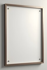 白い壁に掛けられたフレームとねじ止めされた白いボード画像