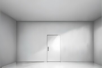 真っ白な部屋に白い扉がある画像