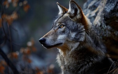 Obraz premium Close-up wildlife photography of a wolf in nature 