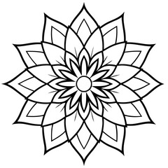 a vector of black and white colour design of a mandala with a white background
