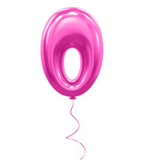 Number 0 Pink Balloon 3D