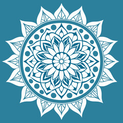 a vector white colour design of a mandala with a 
coloured background